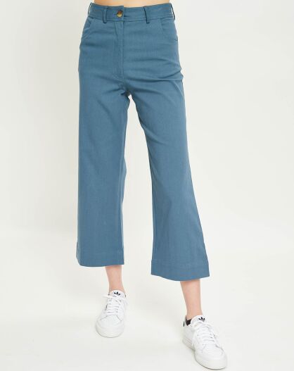 Pantalon large Garance bleu moyen